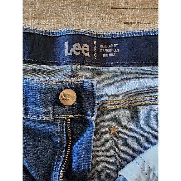 Lee Womens Regular Fit Straight Leg Mid Rise Jeans Size 14P - Picture 4 of 9
